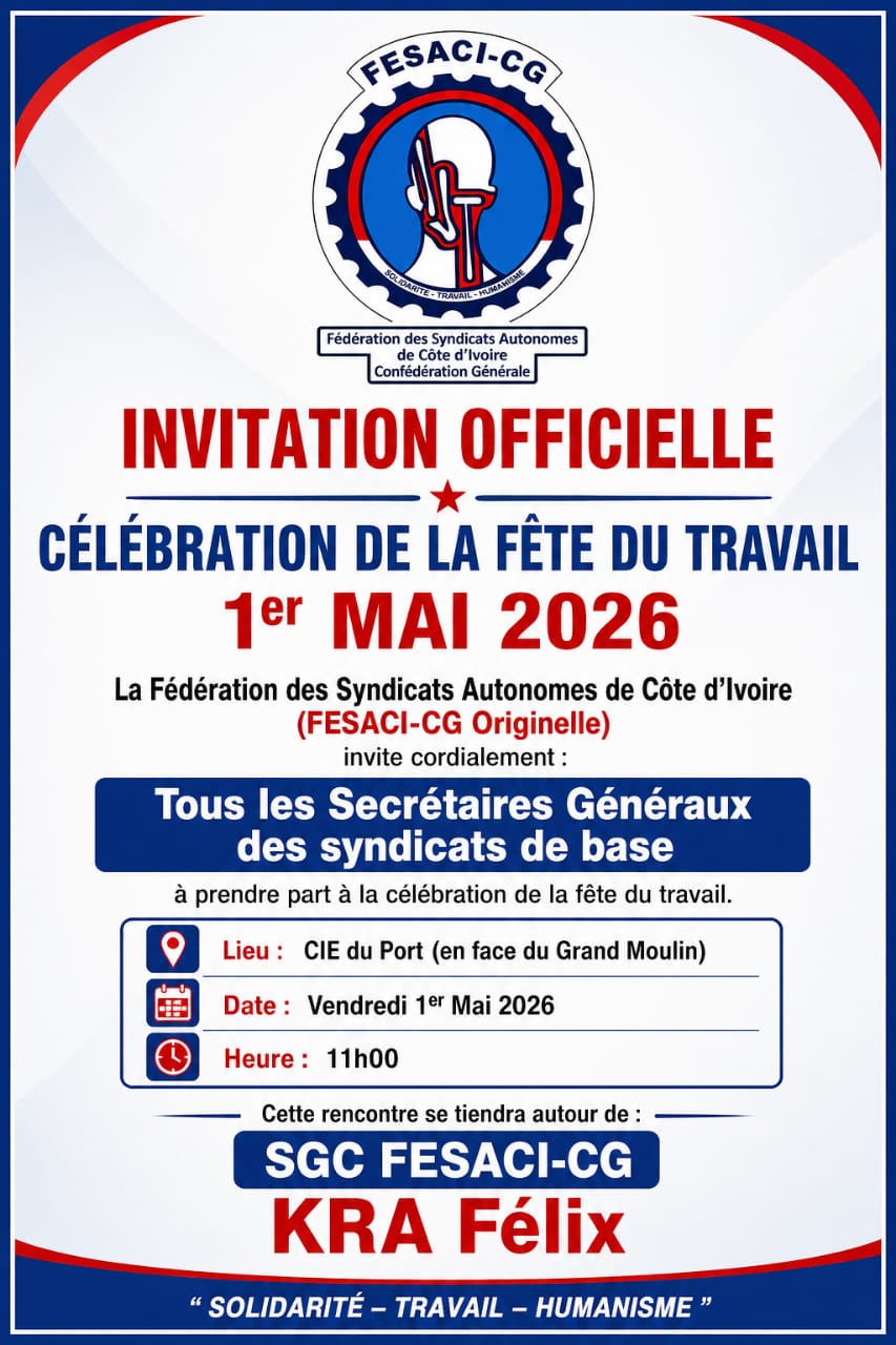 Fête du Travail/ Yaya Fofana (Pdt du MFA) aux travailleurs : « vous êtes la force silencieuse de la Nation… »